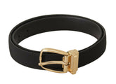 Dolce & Gabbana Black Canvas Leather Gold Metal Buckle Belt -   -  Dolce & Gabbana.